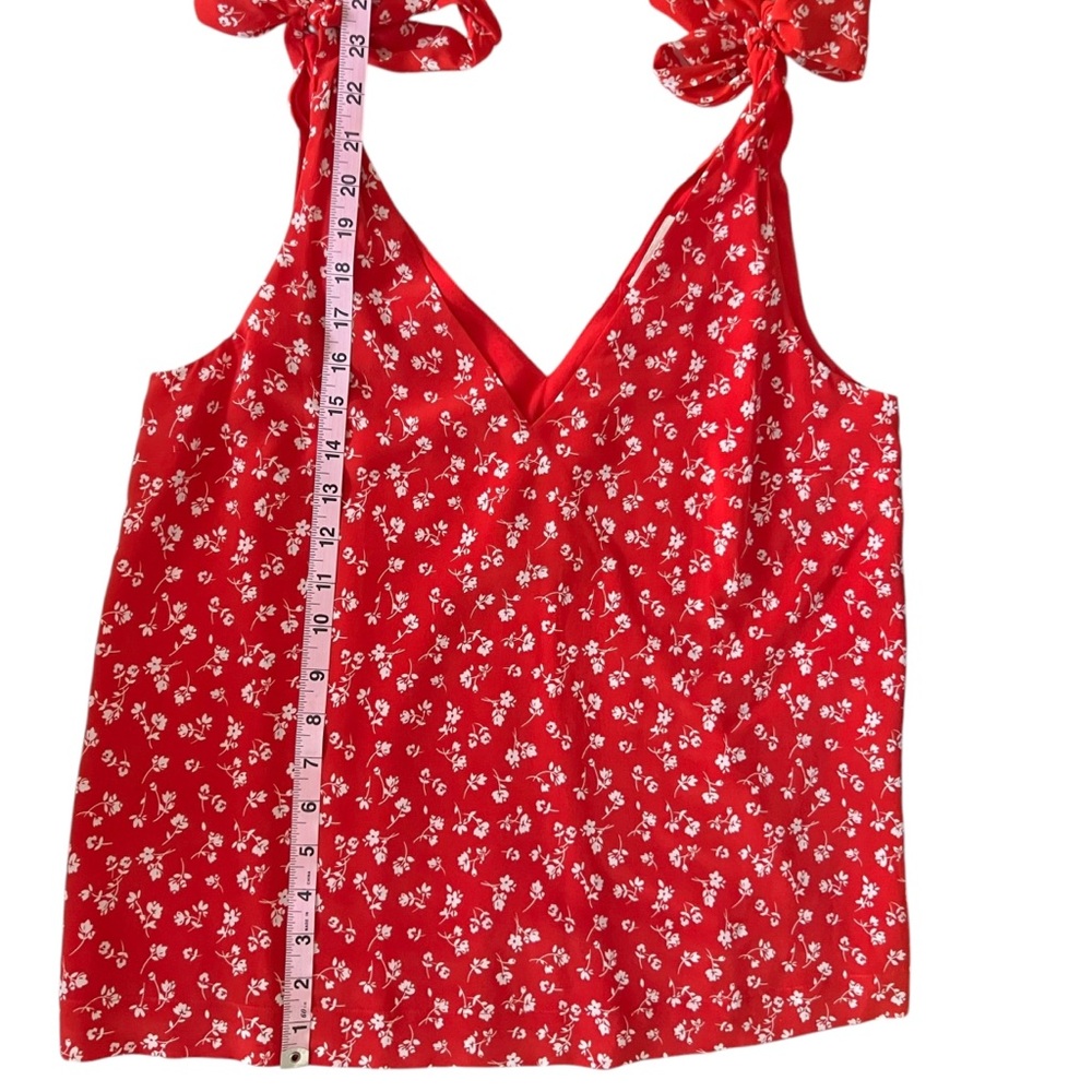 Sezane Lara Red Mini Flowers Floral Tie-Shoulder Blouse size 38/6 EUC - Picture 8 of 11